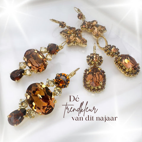 Notify me: Bruine oorbellen met Swarovski-stenen