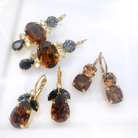 Notify me: Leopard oorbellen met blaadjes en een Swarovki-druppel