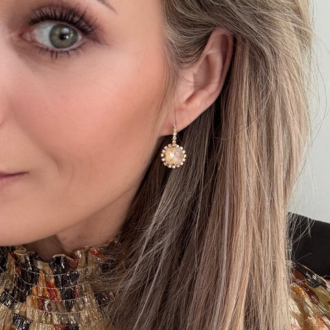Earrings with turquoise crystals