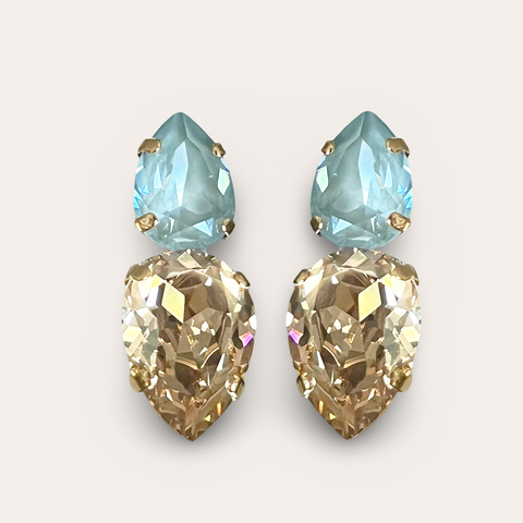Oorbellen met Agave en gouden Swarovski kristallen