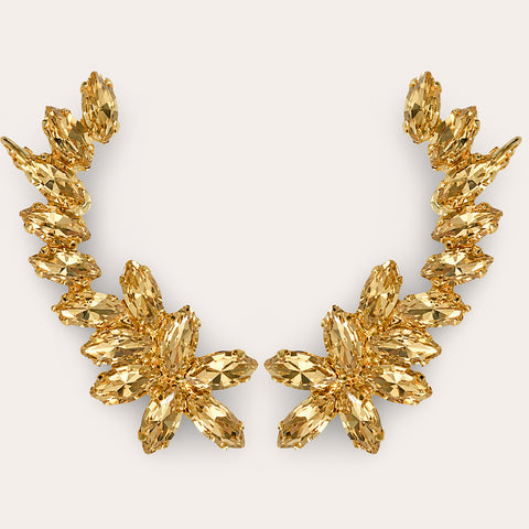 Oorklimmers met gouden Swarovski kristallen – statement oorbellen
