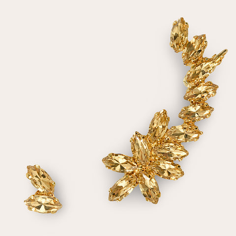 Oorklimmer (L) met gouden Swarovski kristallen – vergulde statement oorbel