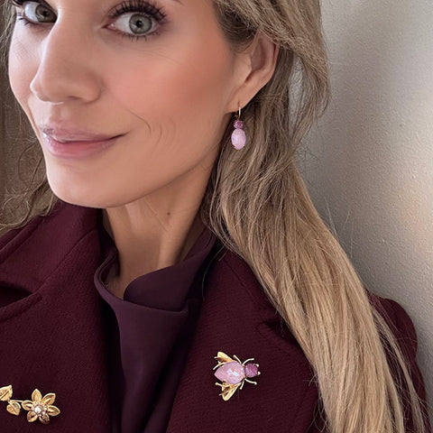 Sale: Vlieg broche met paarse Swarovski-kristallen