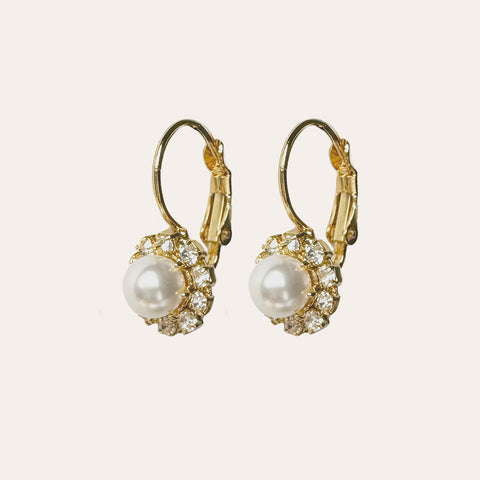 gouden hangers parel met diamantjes roze