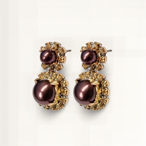 Hoop earrings with fuchsia and orange crystals