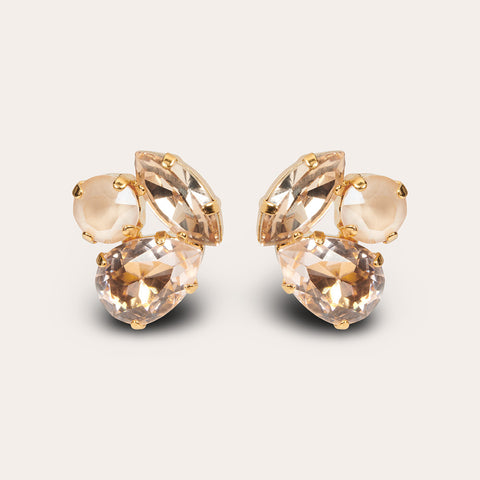 Compact earrings with 3 crystals 