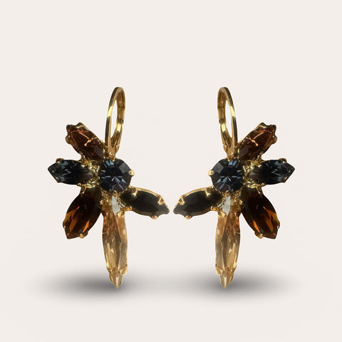 Oorhangers met bloemen van bruine kristallen
