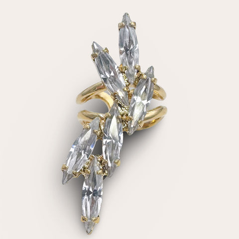 Statement-ring met diamantkleurige kristallen