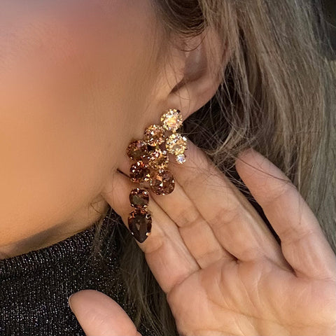 Statement bruine waterval-oorbellen