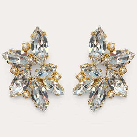 Large leopard stud earrings set with 10 crystals