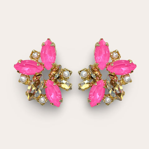 Chique felroze oorstekers met Swarovski
