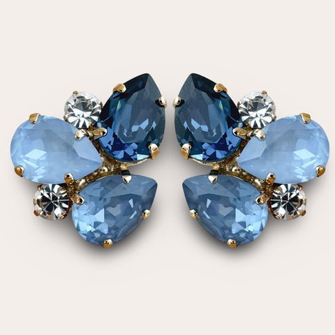 Earrings with ivory and beige crystals