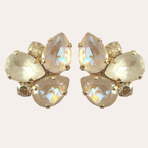 Earrings with ivory and beige crystals