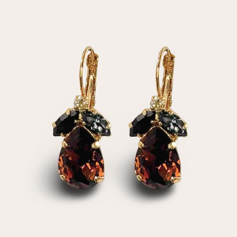 Notify me: Leopard oorbellen met blaadjes en een Swarovki-druppel