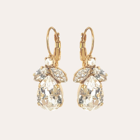 Notify me: Earrings with leaves, a pearl and a Swarovski drop