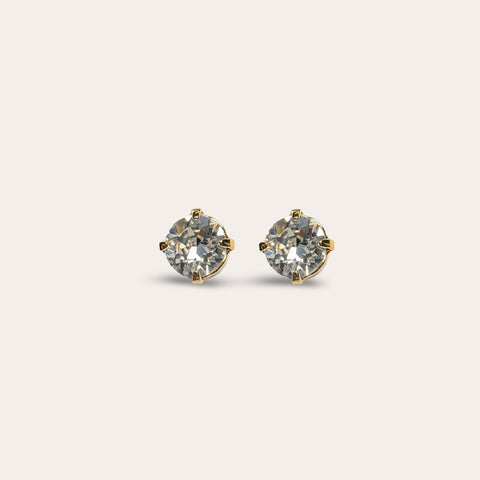 Mini stud earrings with a gold crystal (6 mm)
