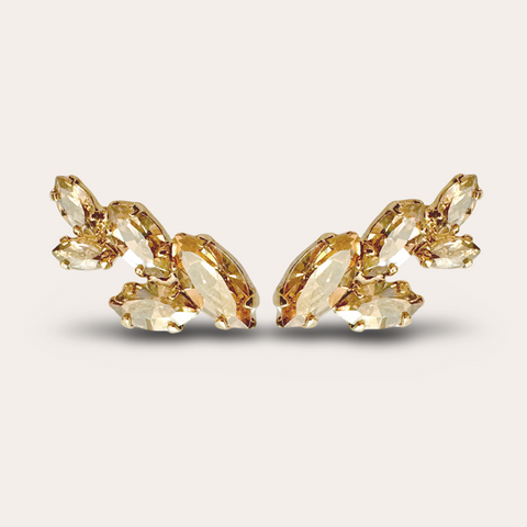 Oorornamentjes met gouden kristalletjes