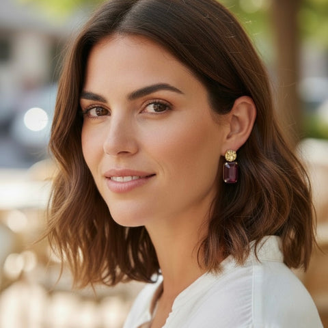 Amethyst crystal stud earrings