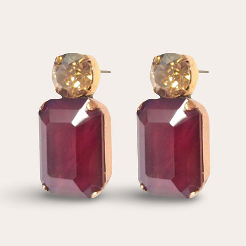 Amethyst crystal stud earrings