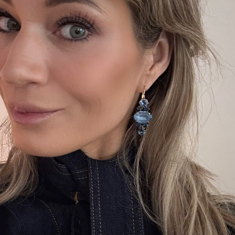Blauwe oorbellen met Swarovski-stenen