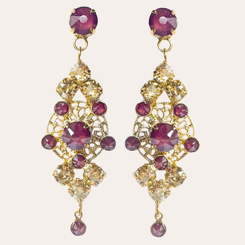 Notify me; Oorstekertjes met gouden en Burgundy steentjes