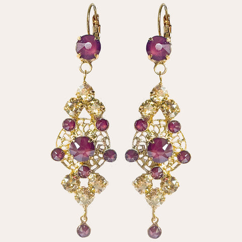 Notify me: Oorhangers met gouden en bordeaux rode steentjes