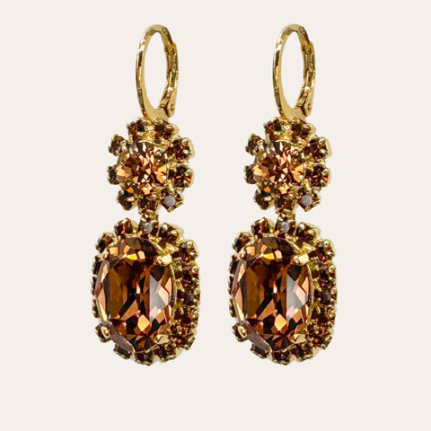 Set: collier + oorbellen - Bruine Swarovski stenen