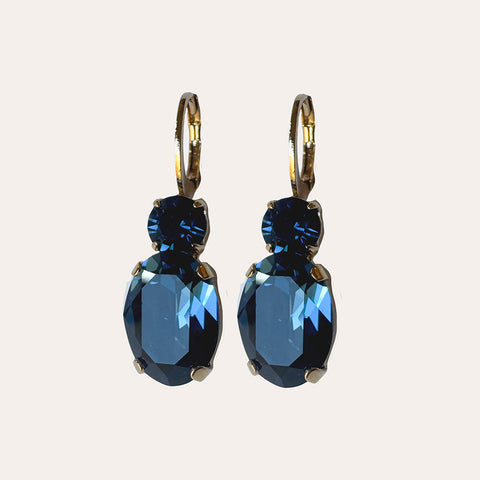 Oorhangers met donkerblauwe ronde en ovale kristallen