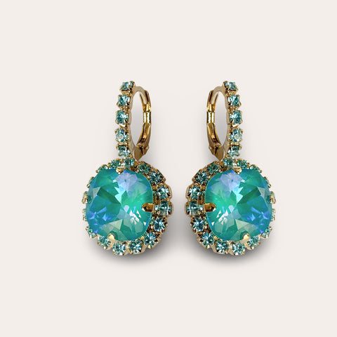 Earrings with turquoise crystals