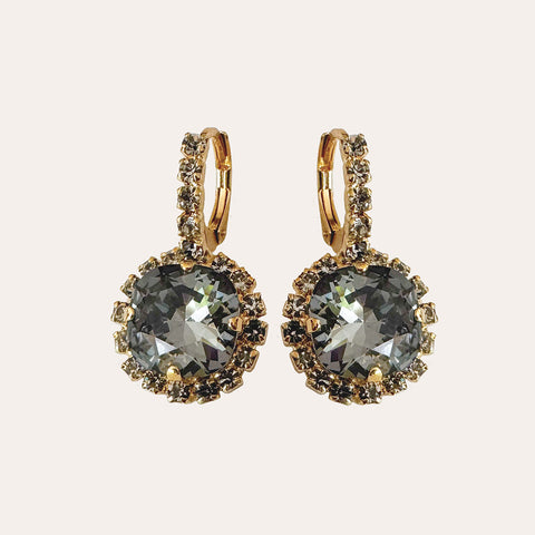 Earrings with brown crystals