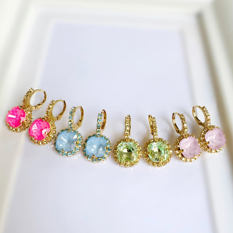 Earrings with brown crystals