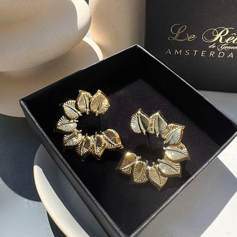 Gouden oorknoppen 'The Matching Leaves'