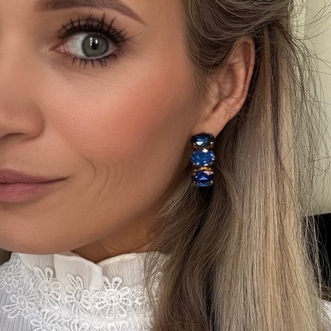 Sale: Creolen met blauwe Swarovski-kristallen