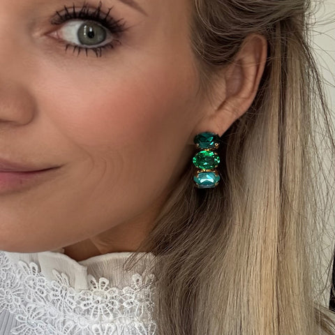 Sale: Creolen met groene Swarovski kristallen