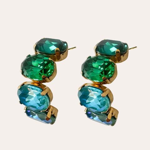 Sale: Creolen met groene Swarovski kristallen