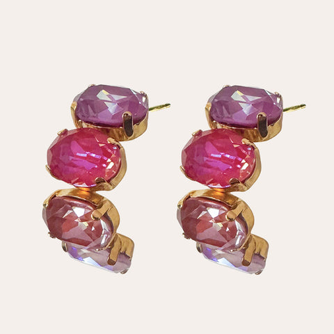 Sale: Creolen met paars/roze/bruine Swarovski-kristallen