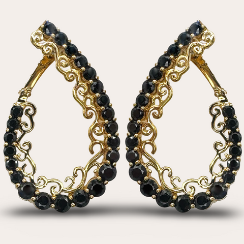 Oorbellen semi-hoops met zwarte steentjes