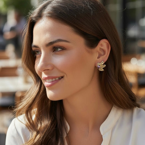 Blue earrings with droplets