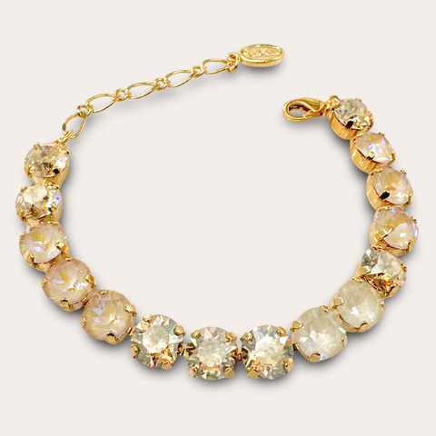 Notify me: Golden bracelet with golden and beige crystals