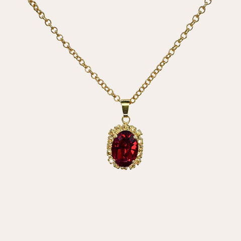 Set: collier + oorbellen - rode Swarovski stenen