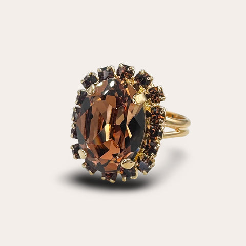Notify me: Ring met glimmende bruine kristalletjes